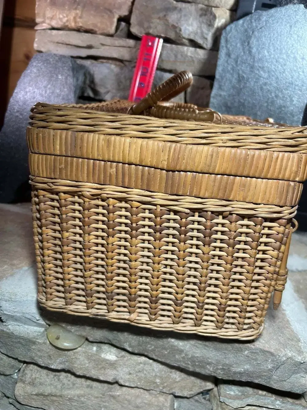 Vintage Wicker Sewing Basket or Picnic basket 11.5 Lx8.5 W8 H